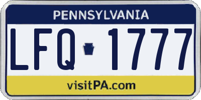 PA license plate LFQ1777