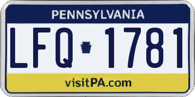 PA license plate LFQ1781