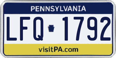 PA license plate LFQ1792