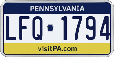 PA license plate LFQ1794
