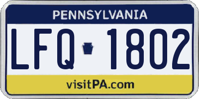 PA license plate LFQ1802