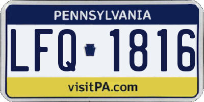 PA license plate LFQ1816