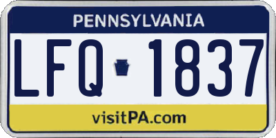 PA license plate LFQ1837