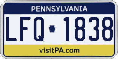 PA license plate LFQ1838