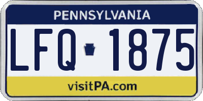 PA license plate LFQ1875