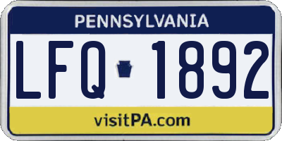 PA license plate LFQ1892
