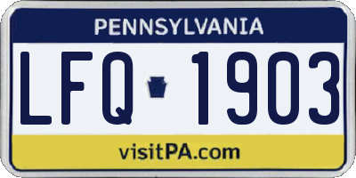 PA license plate LFQ1903