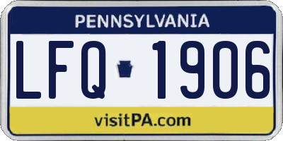 PA license plate LFQ1906