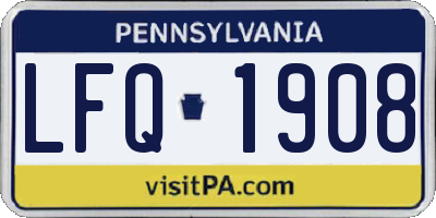 PA license plate LFQ1908