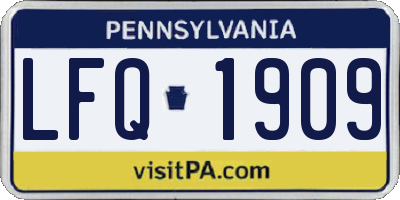 PA license plate LFQ1909