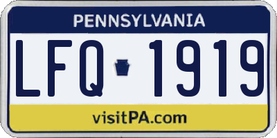 PA license plate LFQ1919