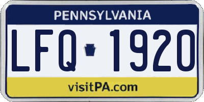 PA license plate LFQ1920