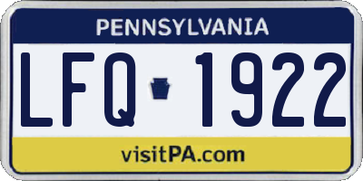 PA license plate LFQ1922