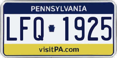 PA license plate LFQ1925
