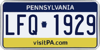 PA license plate LFQ1929