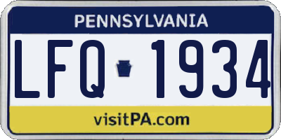 PA license plate LFQ1934