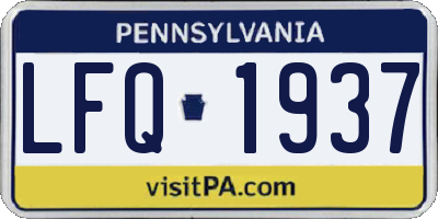 PA license plate LFQ1937
