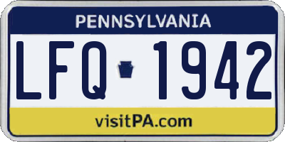 PA license plate LFQ1942