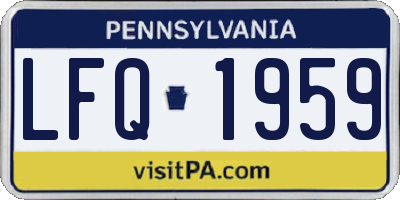 PA license plate LFQ1959