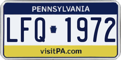 PA license plate LFQ1972