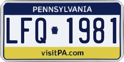 PA license plate LFQ1981