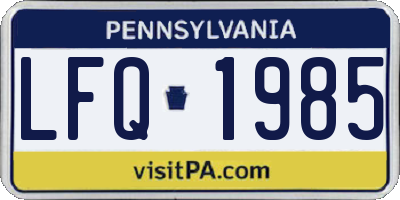 PA license plate LFQ1985