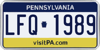 PA license plate LFQ1989