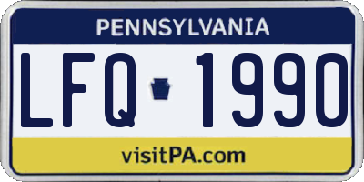 PA license plate LFQ1990