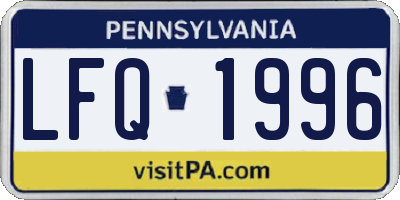 PA license plate LFQ1996