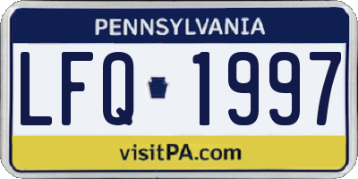 PA license plate LFQ1997