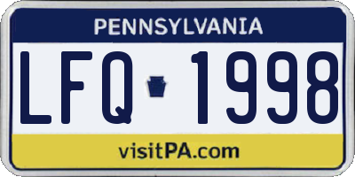 PA license plate LFQ1998