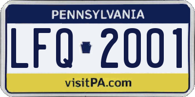 PA license plate LFQ2001