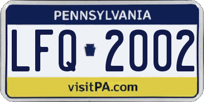 PA license plate LFQ2002