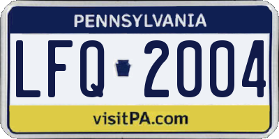 PA license plate LFQ2004