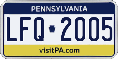 PA license plate LFQ2005