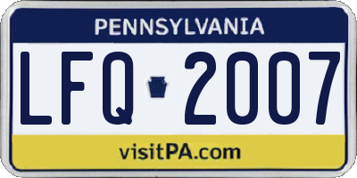 PA license plate LFQ2007