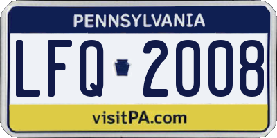 PA license plate LFQ2008