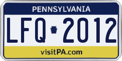PA license plate LFQ2012