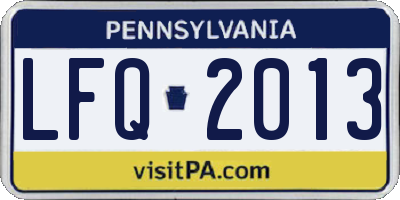 PA license plate LFQ2013