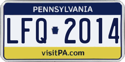 PA license plate LFQ2014