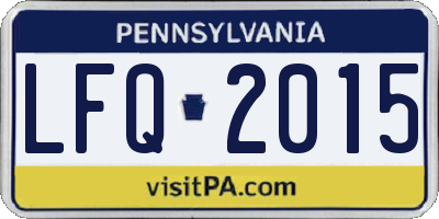 PA license plate LFQ2015