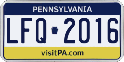 PA license plate LFQ2016