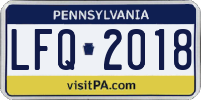 PA license plate LFQ2018