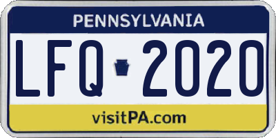 PA license plate LFQ2020