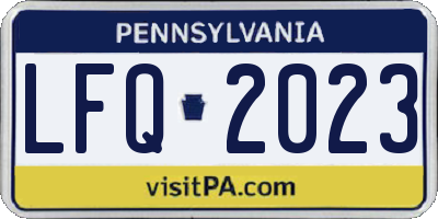 PA license plate LFQ2023