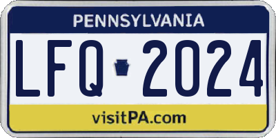 PA license plate LFQ2024