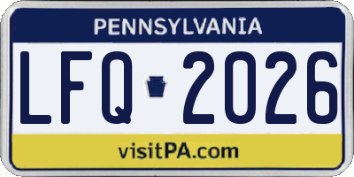 PA license plate LFQ2026