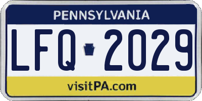 PA license plate LFQ2029