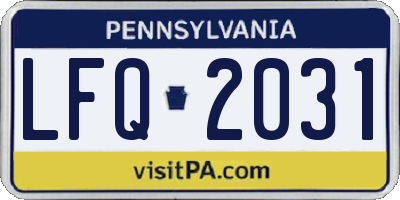 PA license plate LFQ2031