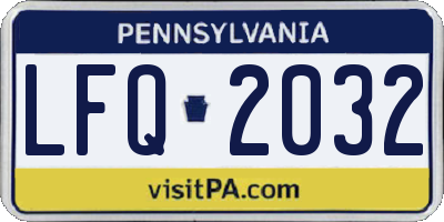 PA license plate LFQ2032